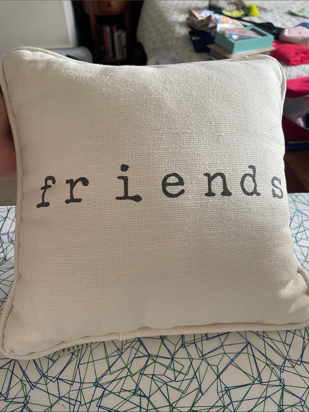 EUC Pottery Barn Friends Cream Accent Throw Pillow - 12x12